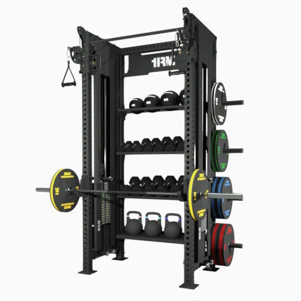 1RM Ebony Functional Trainer Rack with Built-In Storage