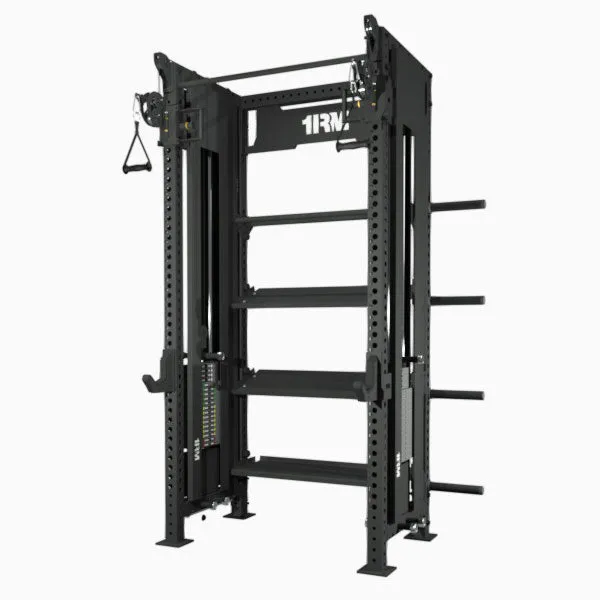 1RM Ebony Functional Trainer Rack with Built-In Storage
