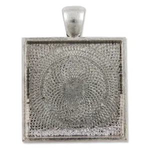 20 pieces Antique Silver Square Zinc Alloy Cameo Cabochon Base Setting Pendants,Nickle and Lead free;fit 25*25mm cabochon