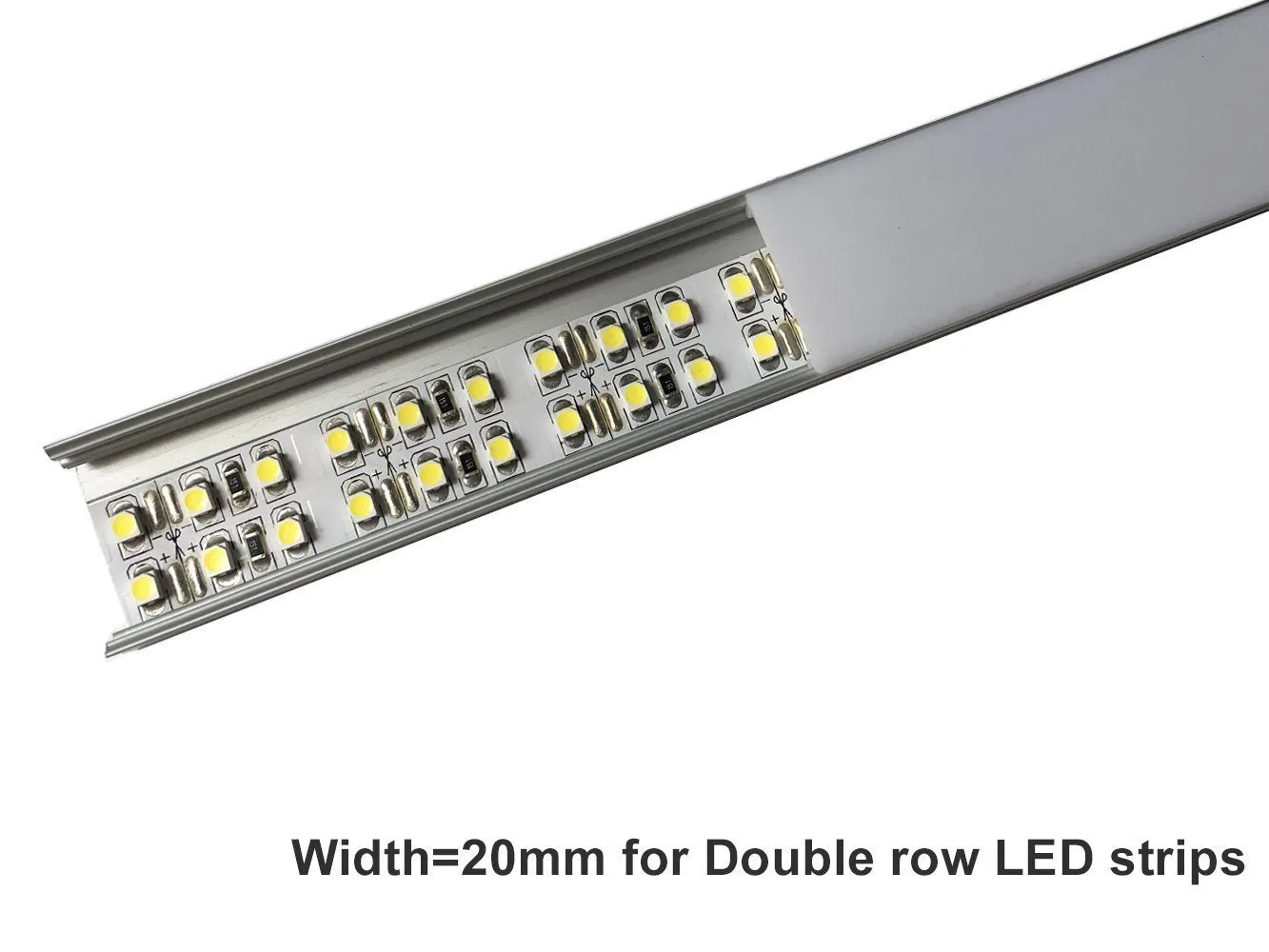 5/10/25/50 Pack Silver U04 10x23mm U-Shape Internal Width 20mm LED Aluminum Channel System with Cover, End Caps and Mounting Clips Aluminum Extrusion for LED Strip Light Installations