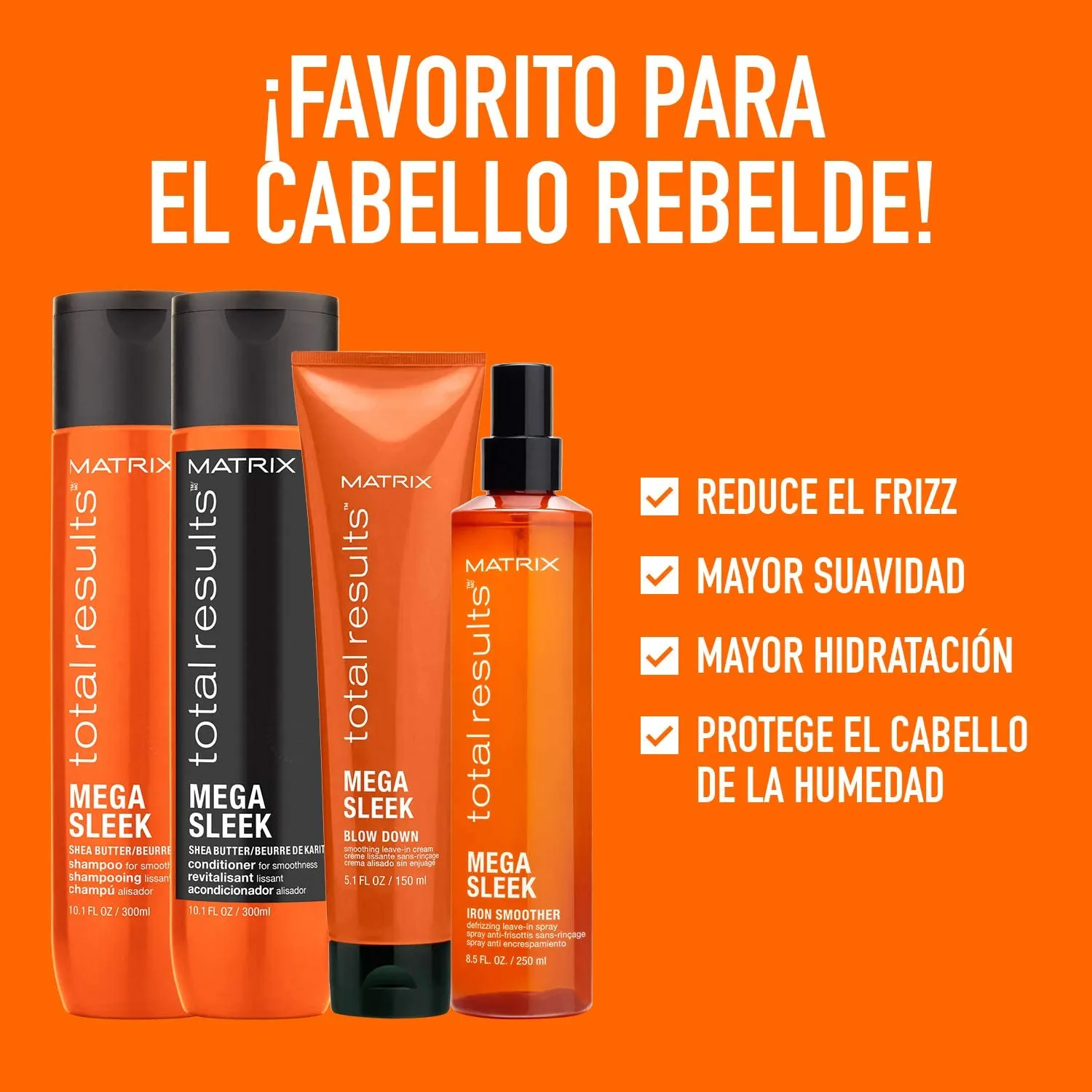 Acondicionador Matrix Total Results Mega Sleek cabello rebelde 300ml