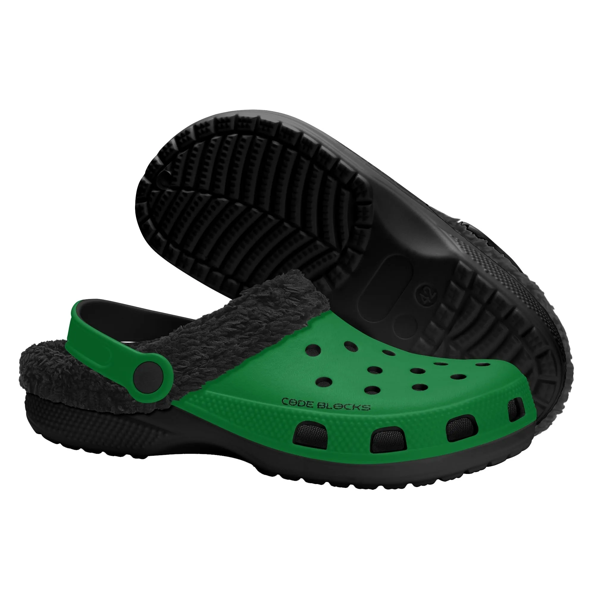Adults Black Warm House Clog Winter Fur Lined Garden Slippers
