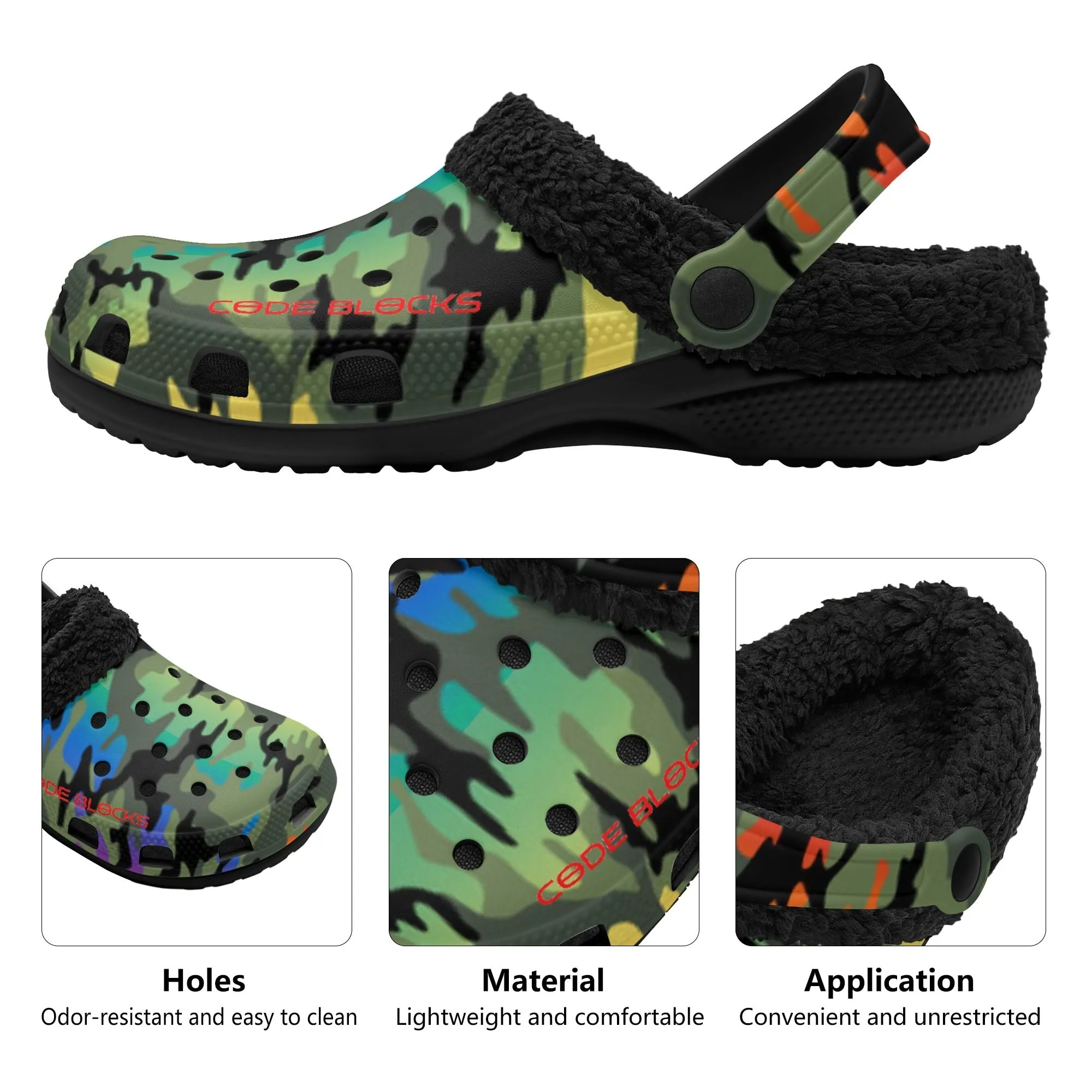 Adults Black Warm House Clog Winter Fur Lined Garden Slippers