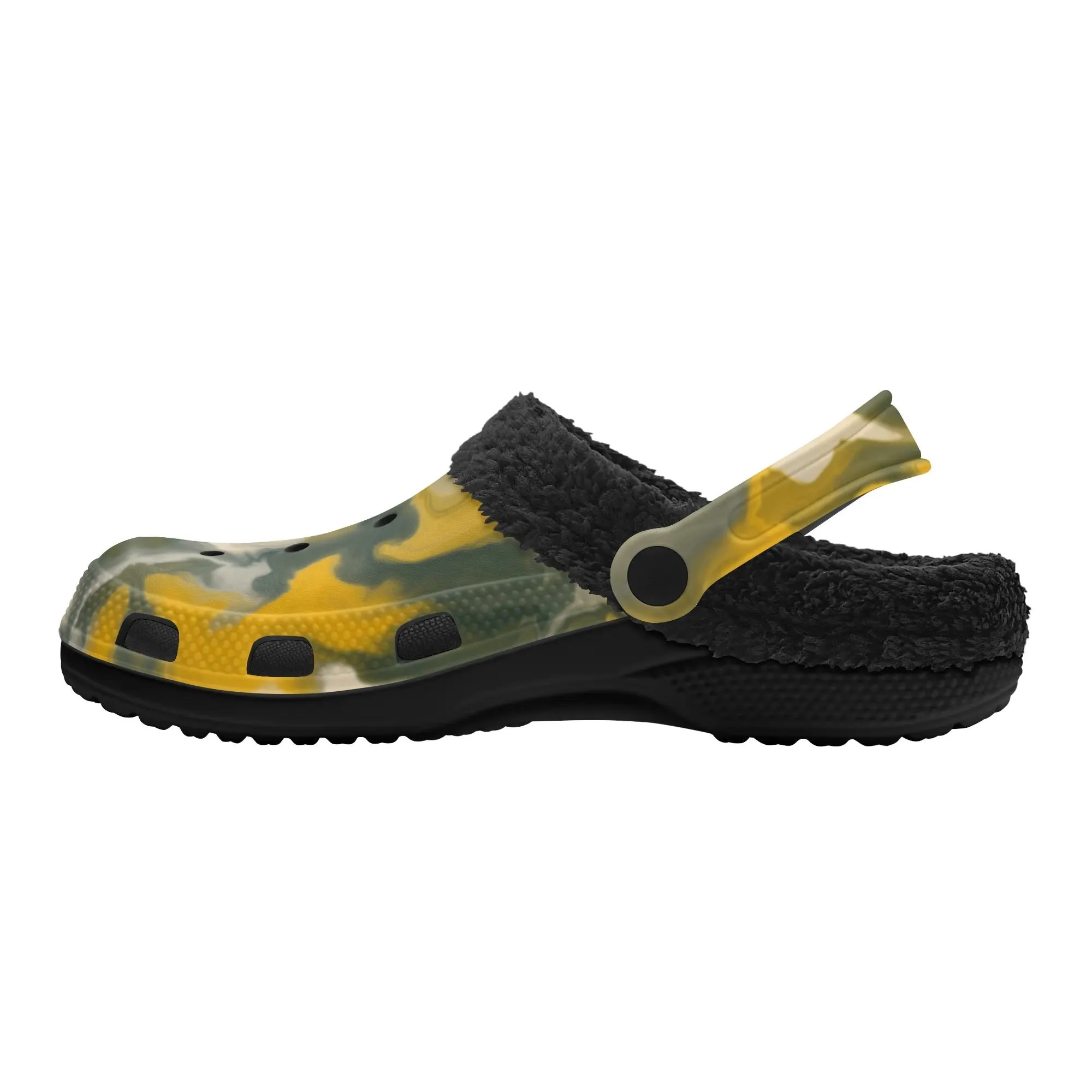 Adults Black Warm House Clog Winter Fur Lined Garden Slippers