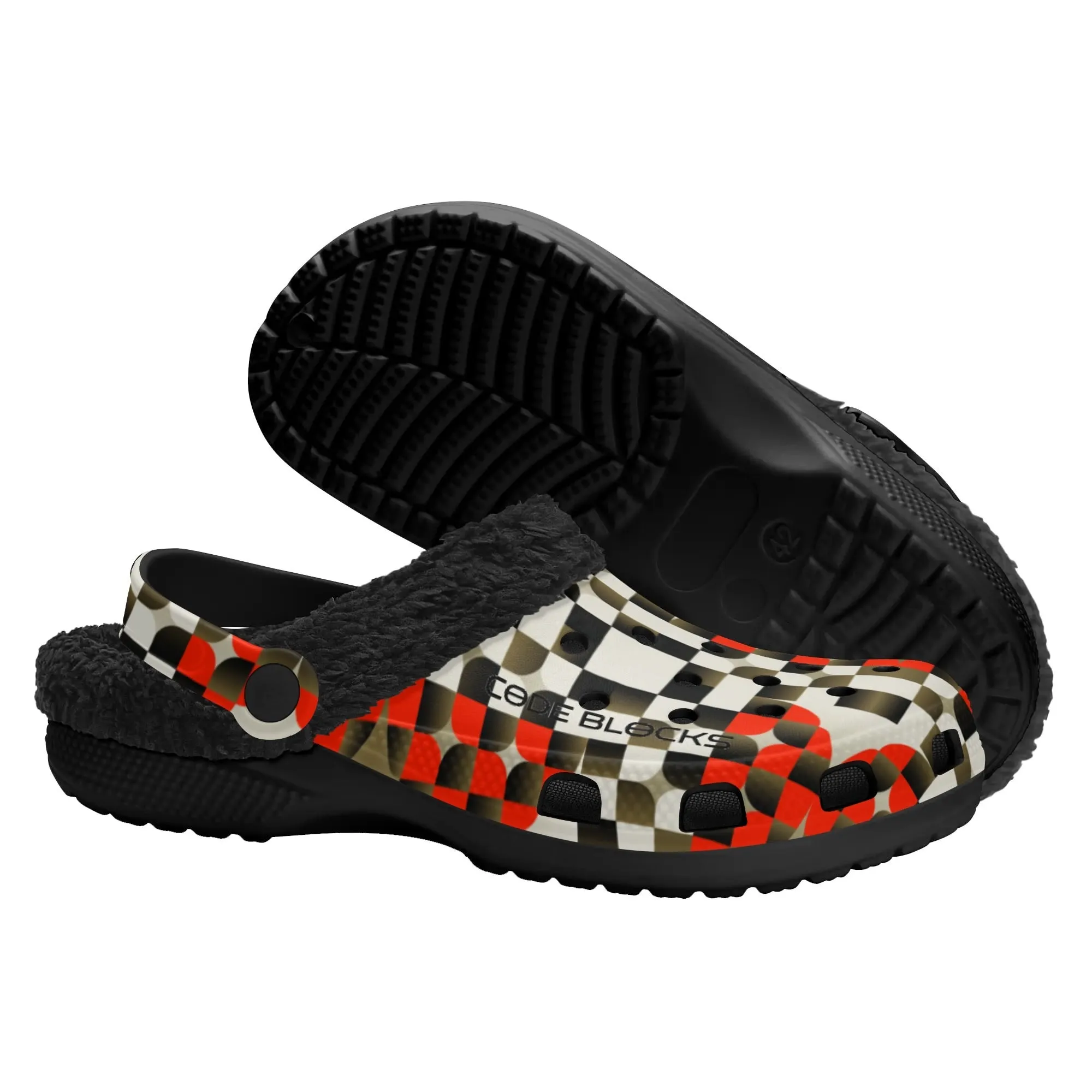 Adults Black Warm House Clog Winter Fur Lined Garden Slippers