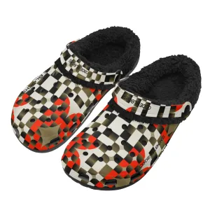 Adults Black Warm House Clog Winter Fur Lined Garden Slippers