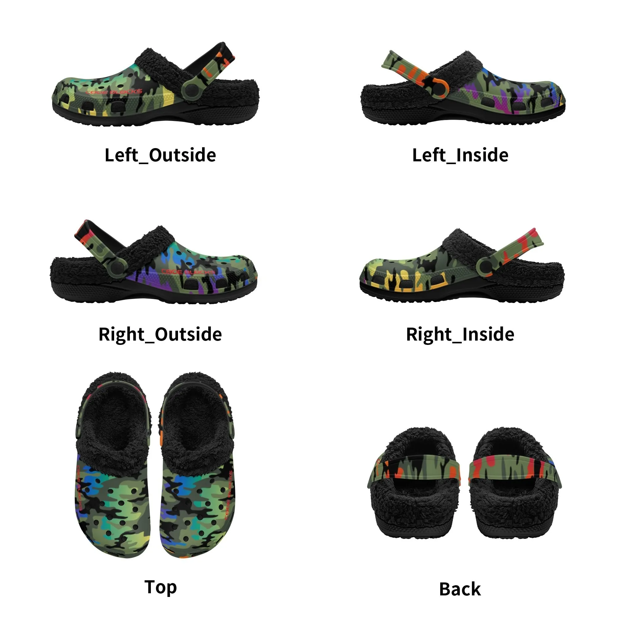 Adults Black Warm House Clog Winter Fur Lined Garden Slippers