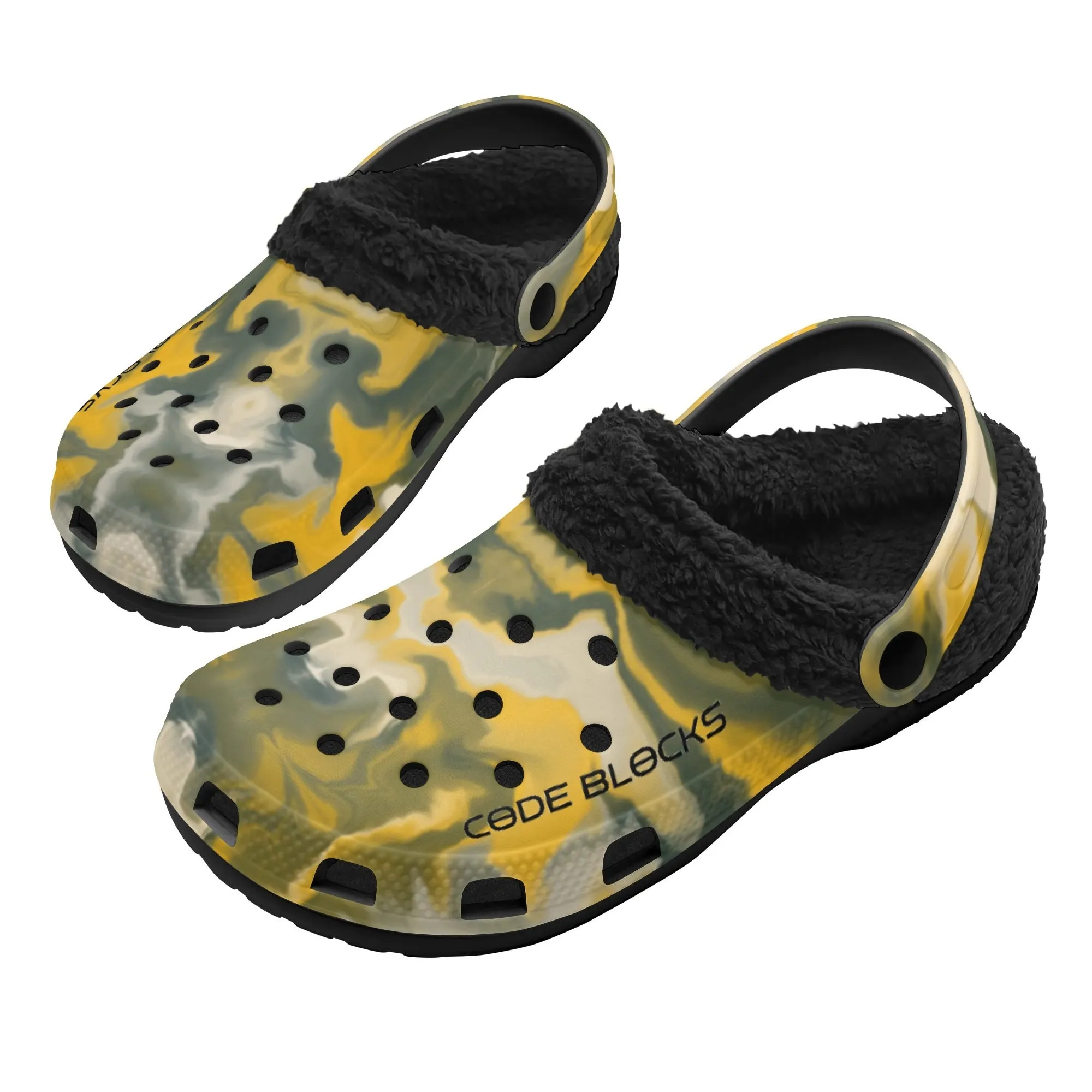 Adults Black Warm House Clog Winter Fur Lined Garden Slippers