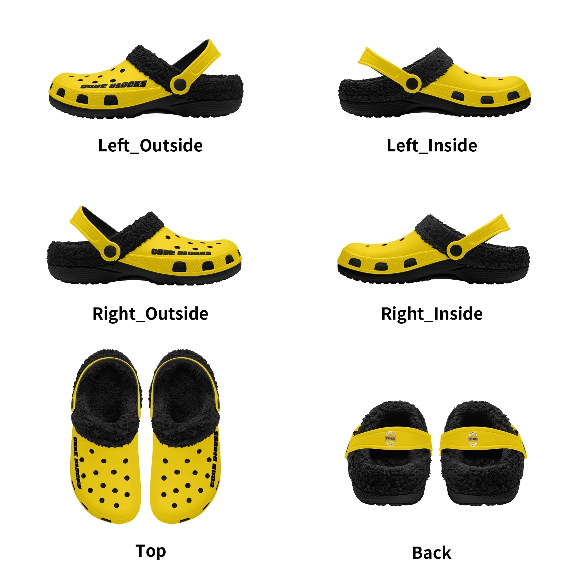 Adults Black Warm House Clog Winter Fur Lined Garden Slippers