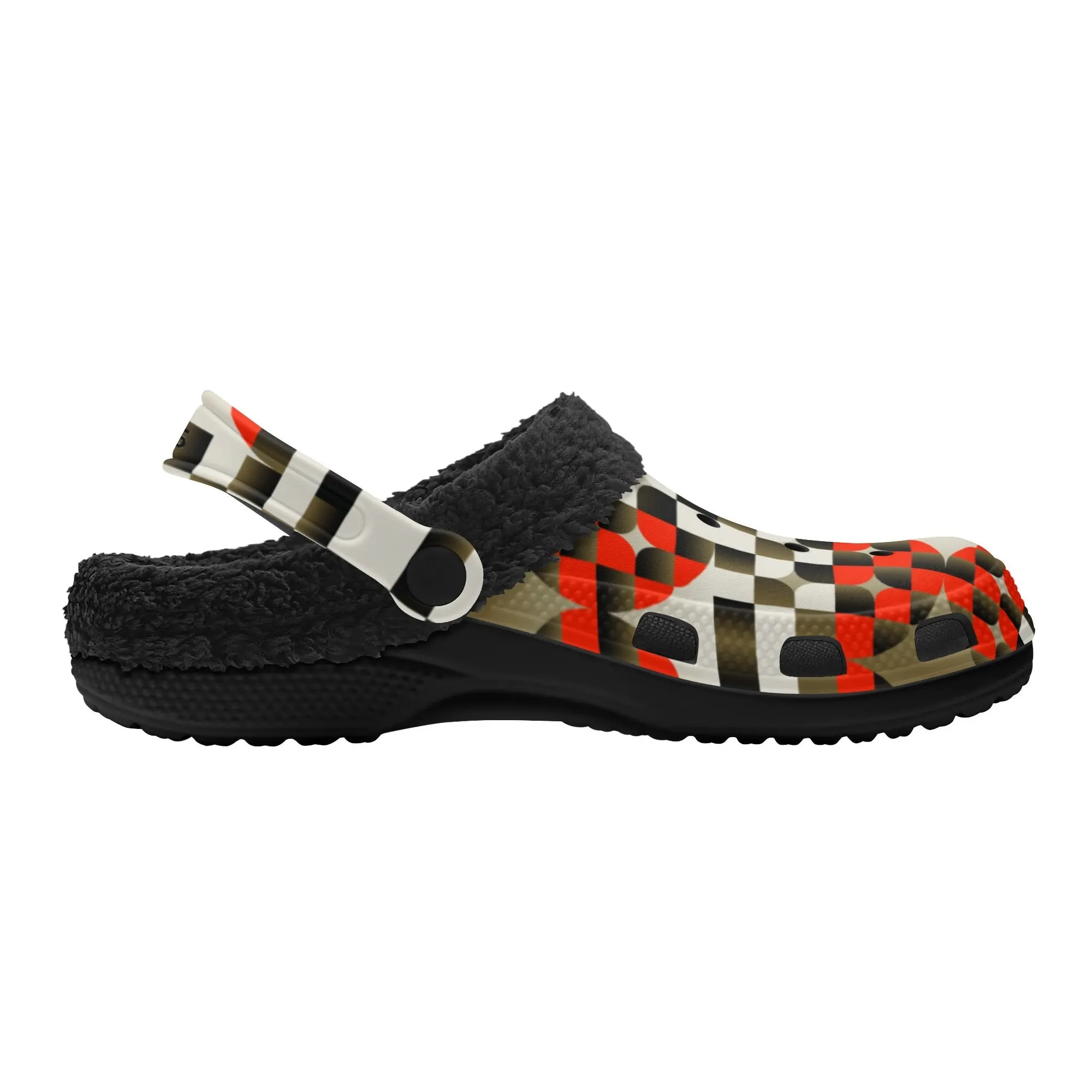 Adults Black Warm House Clog Winter Fur Lined Garden Slippers