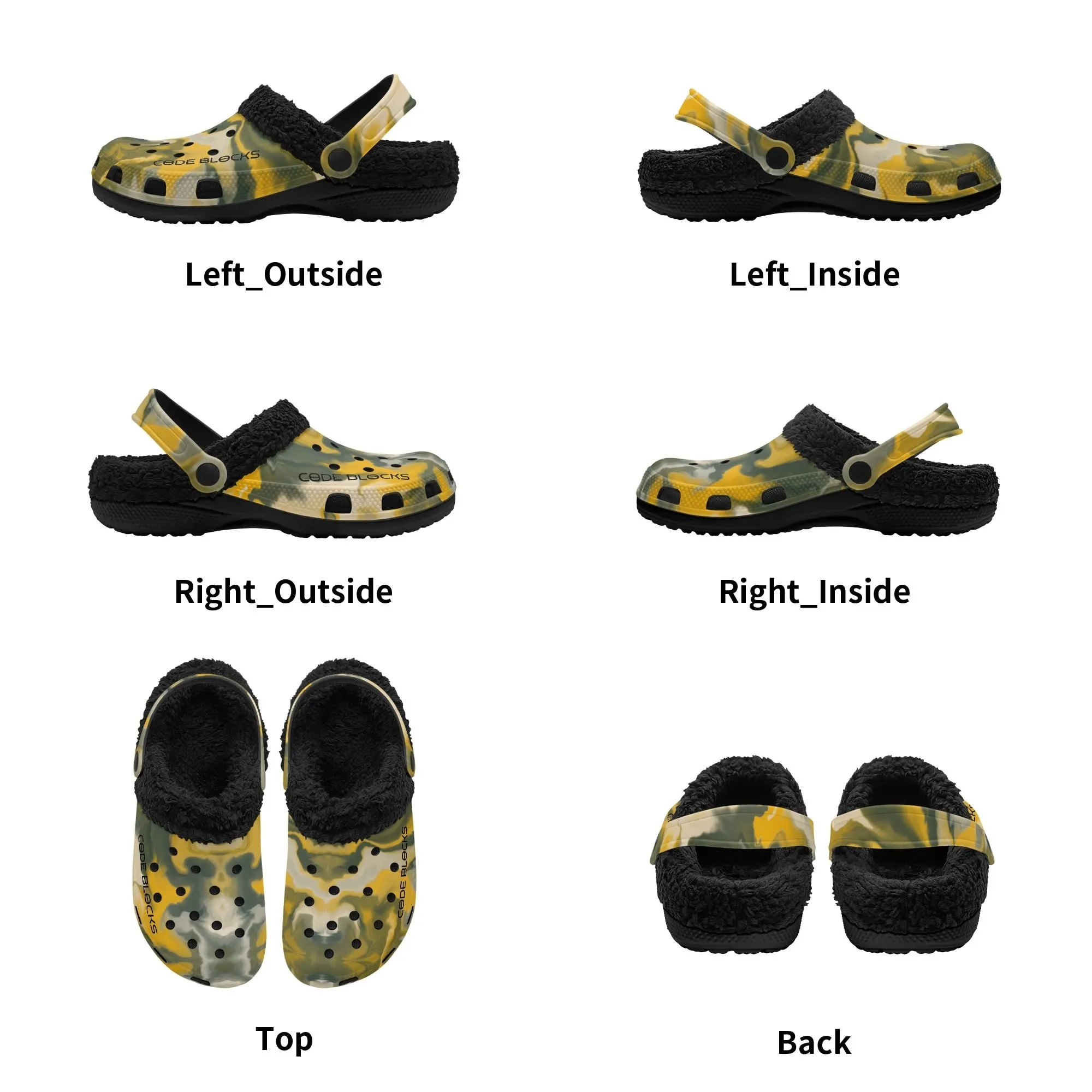 Adults Black Warm House Clog Winter Fur Lined Garden Slippers
