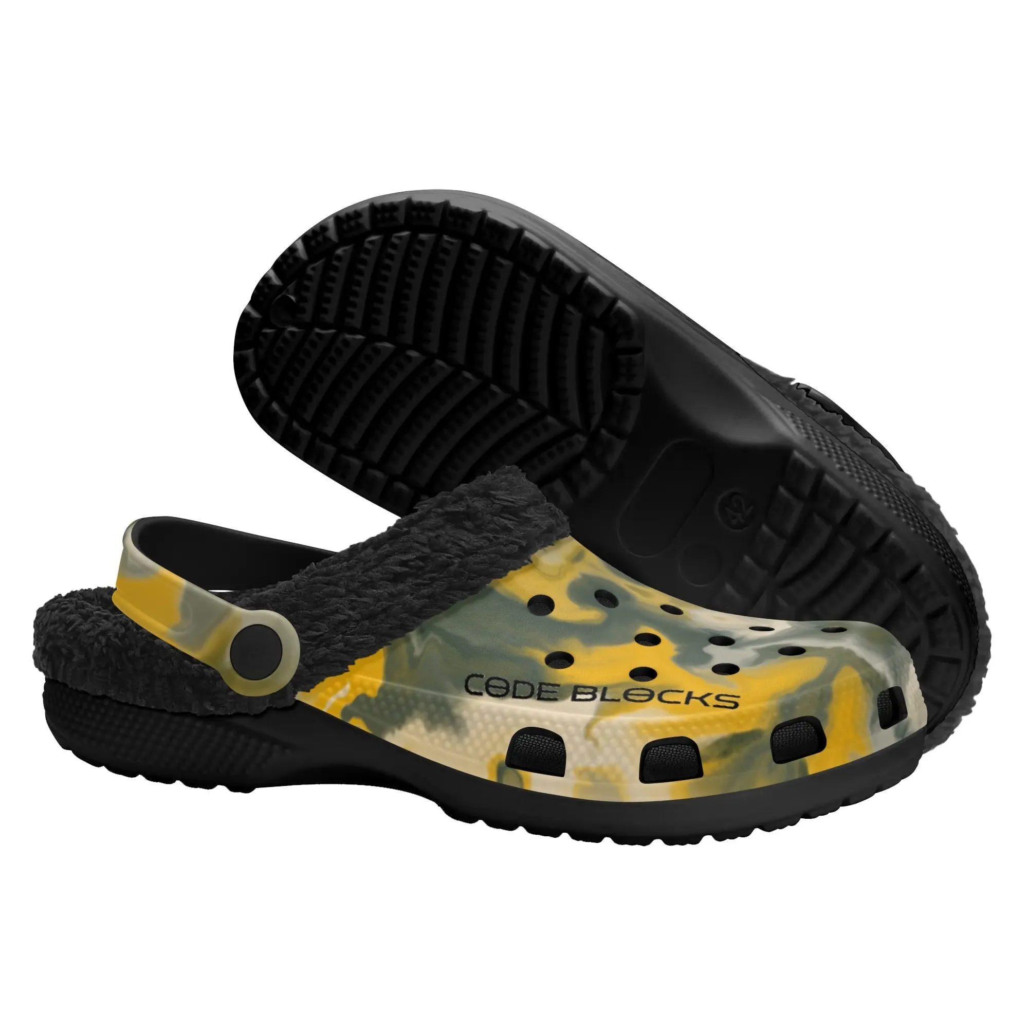 Adults Black Warm House Clog Winter Fur Lined Garden Slippers