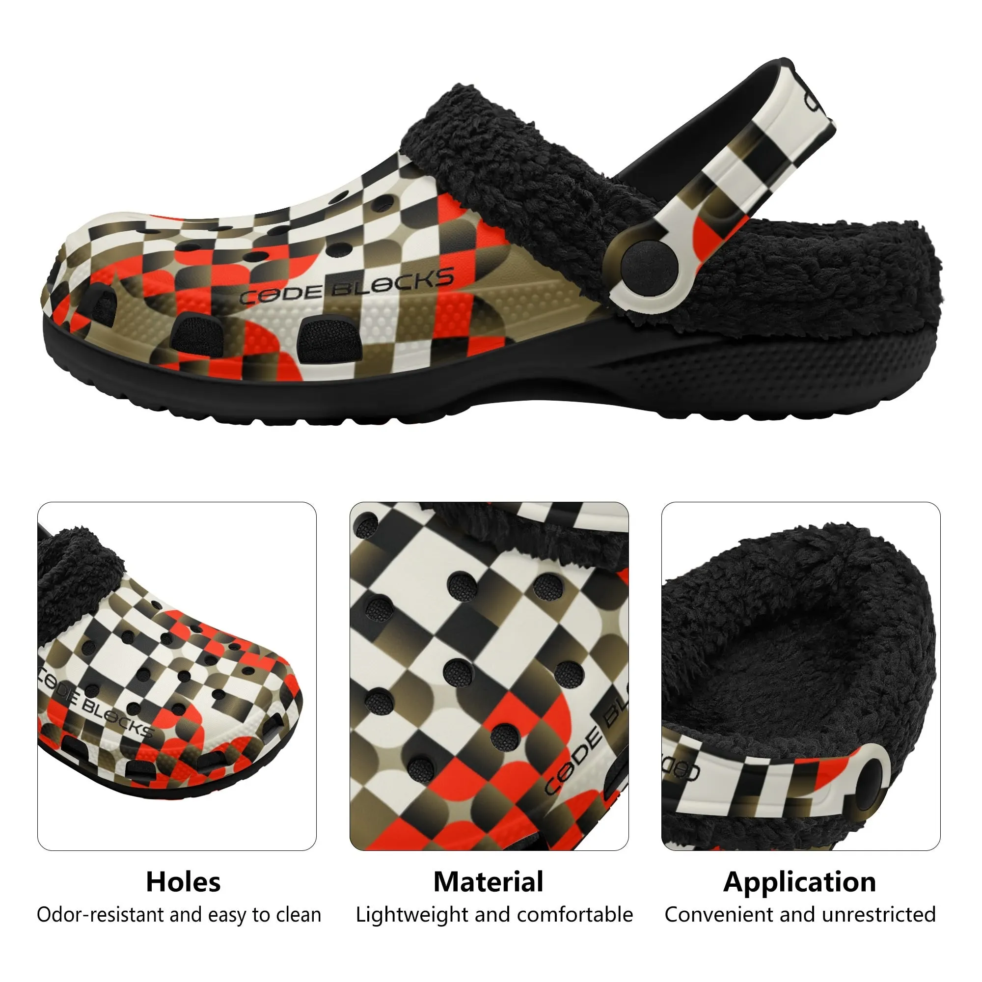 Adults Black Warm House Clog Winter Fur Lined Garden Slippers