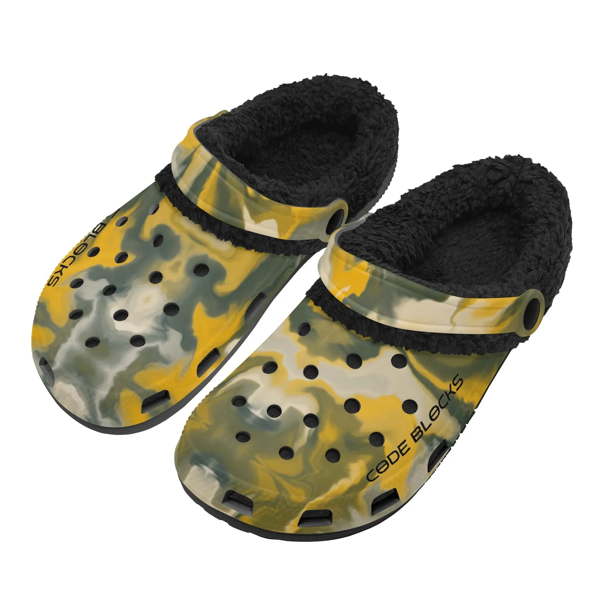 Adults Black Warm House Clog Winter Fur Lined Garden Slippers