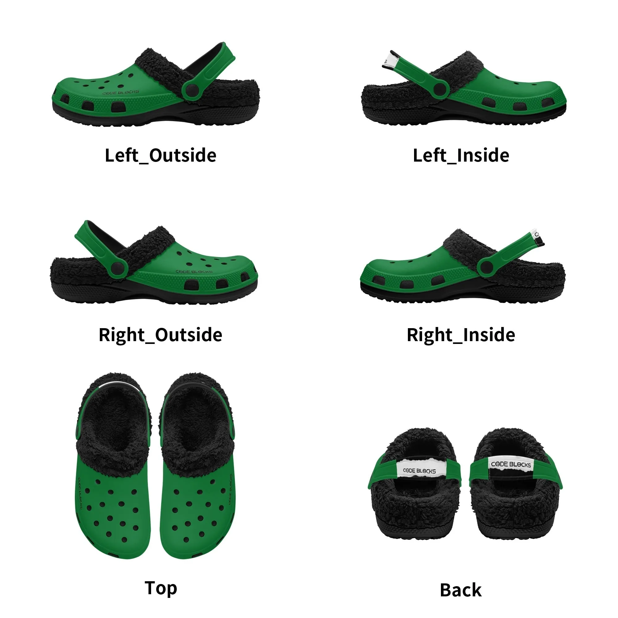 Adults Black Warm House Clog Winter Fur Lined Garden Slippers