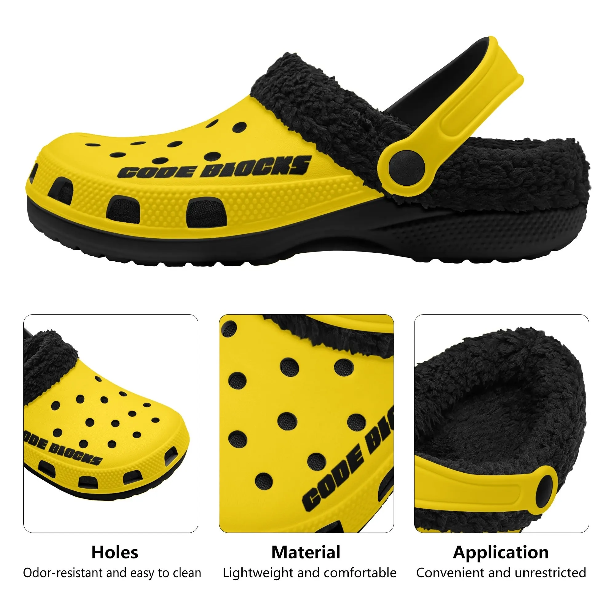 Adults Black Warm House Clog Winter Fur Lined Garden Slippers