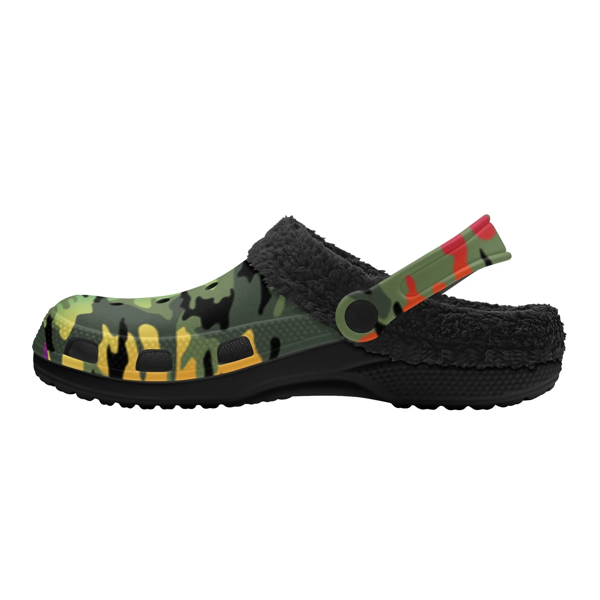 Adults Black Warm House Clog Winter Fur Lined Garden Slippers