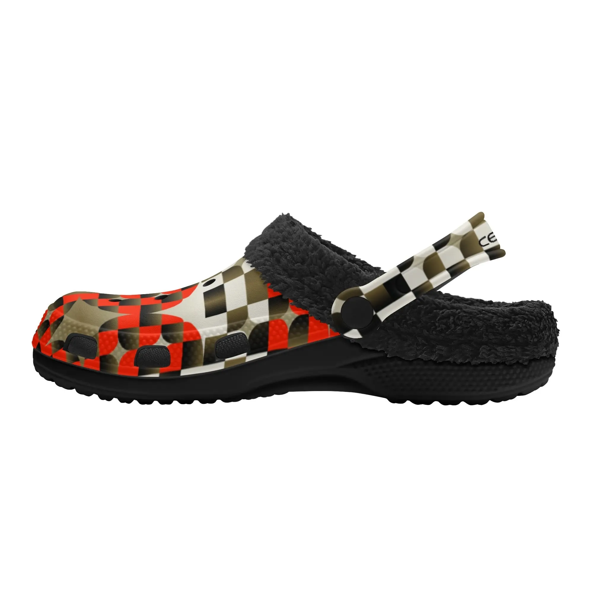 Adults Black Warm House Clog Winter Fur Lined Garden Slippers