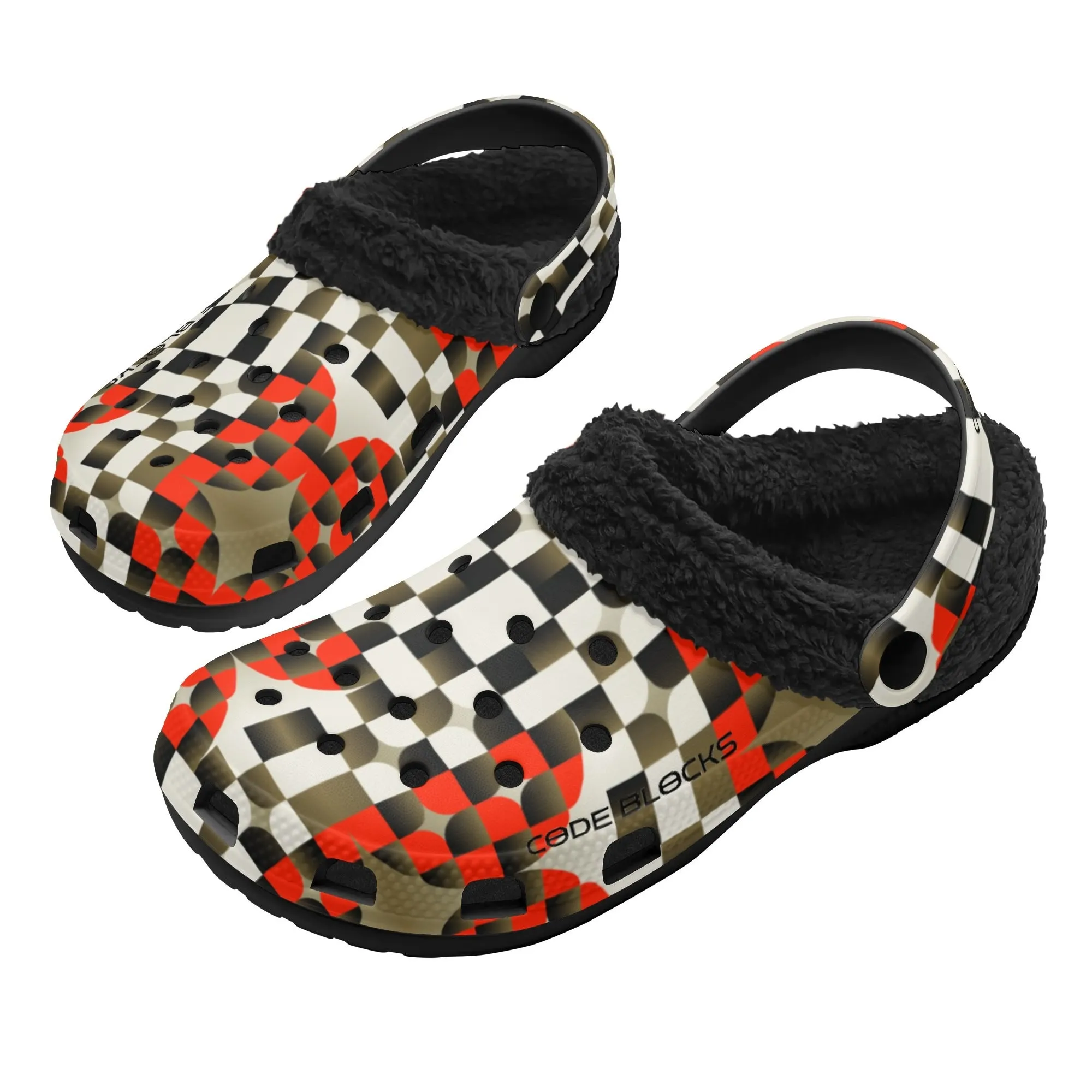Adults Black Warm House Clog Winter Fur Lined Garden Slippers