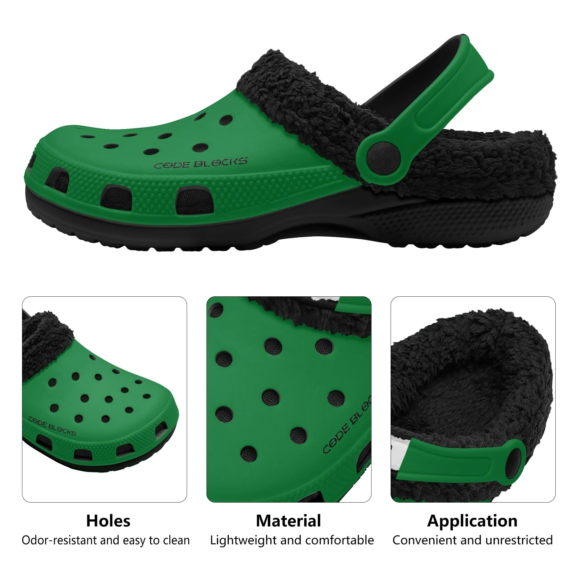 Adults Black Warm House Clog Winter Fur Lined Garden Slippers
