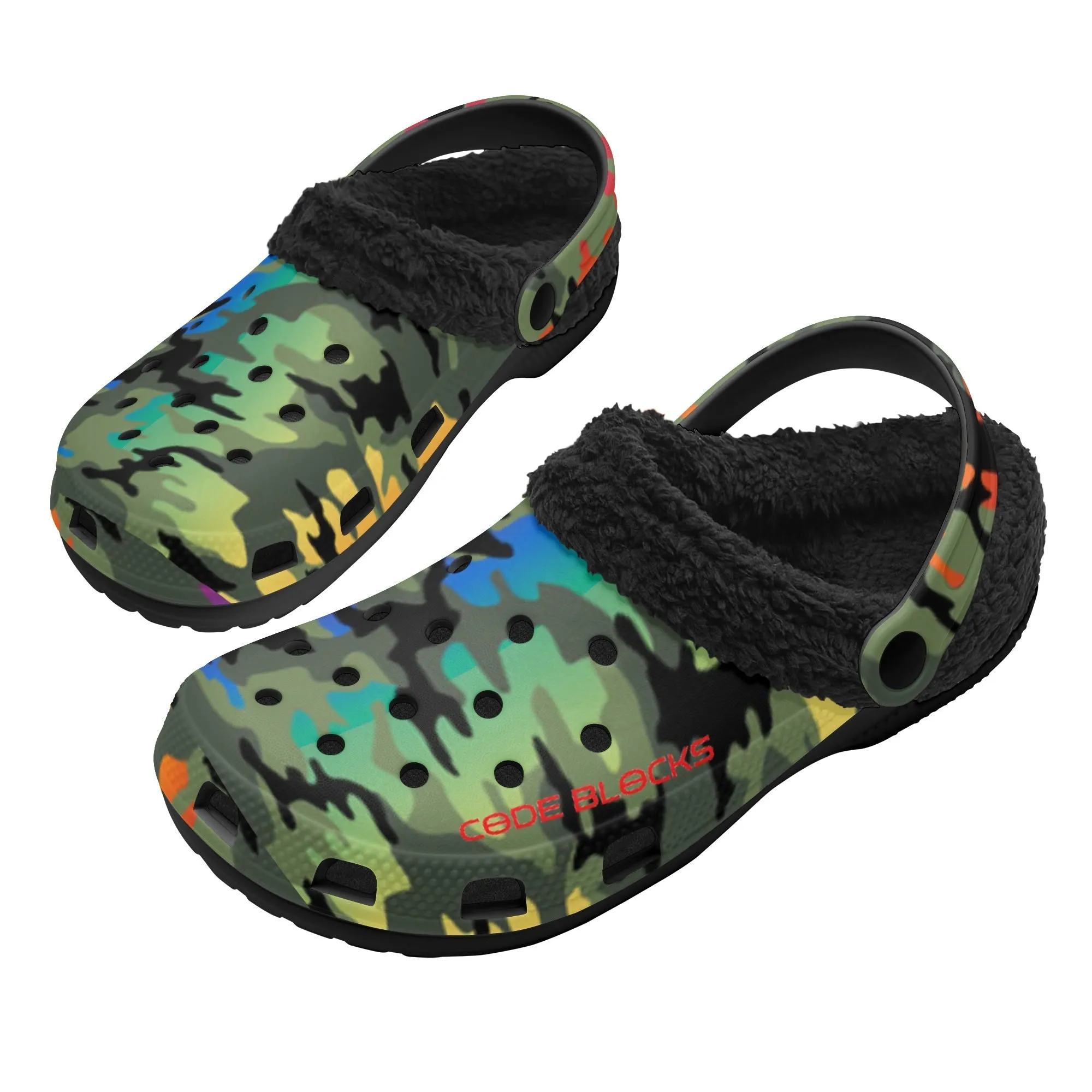 Adults Black Warm House Clog Winter Fur Lined Garden Slippers