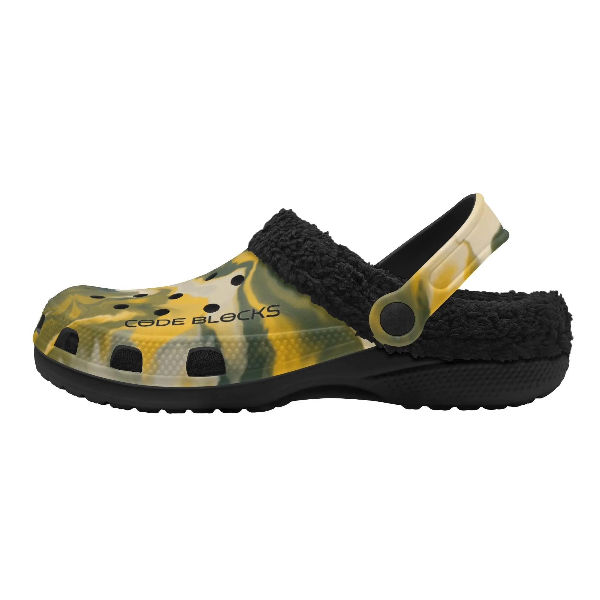 Adults Black Warm House Clog Winter Fur Lined Garden Slippers