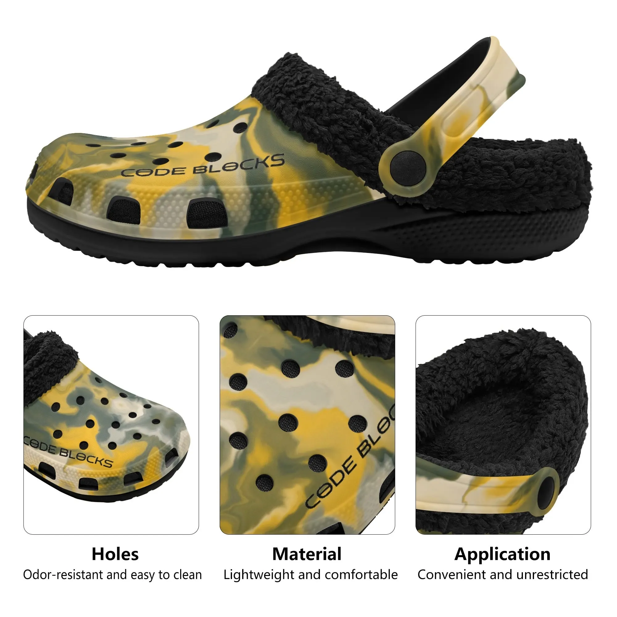 Adults Black Warm House Clog Winter Fur Lined Garden Slippers