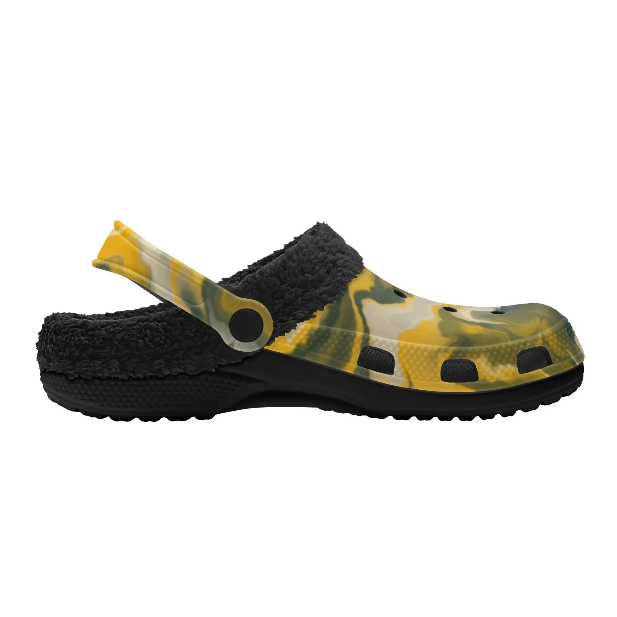 Adults Black Warm House Clog Winter Fur Lined Garden Slippers