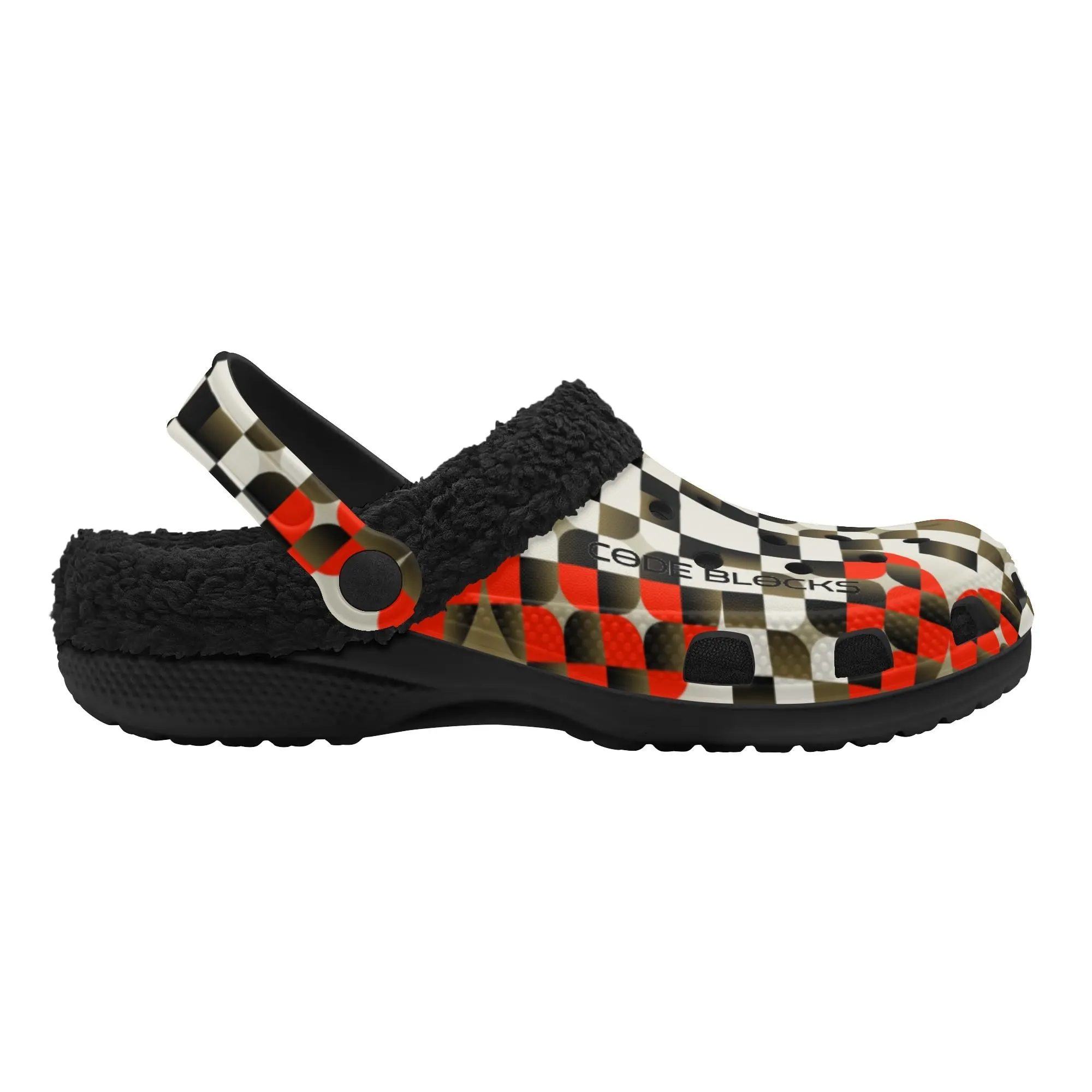 Adults Black Warm House Clog Winter Fur Lined Garden Slippers