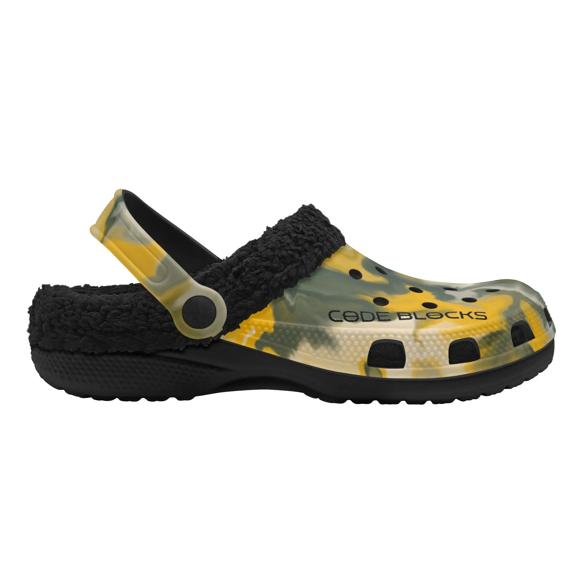 Adults Black Warm House Clog Winter Fur Lined Garden Slippers