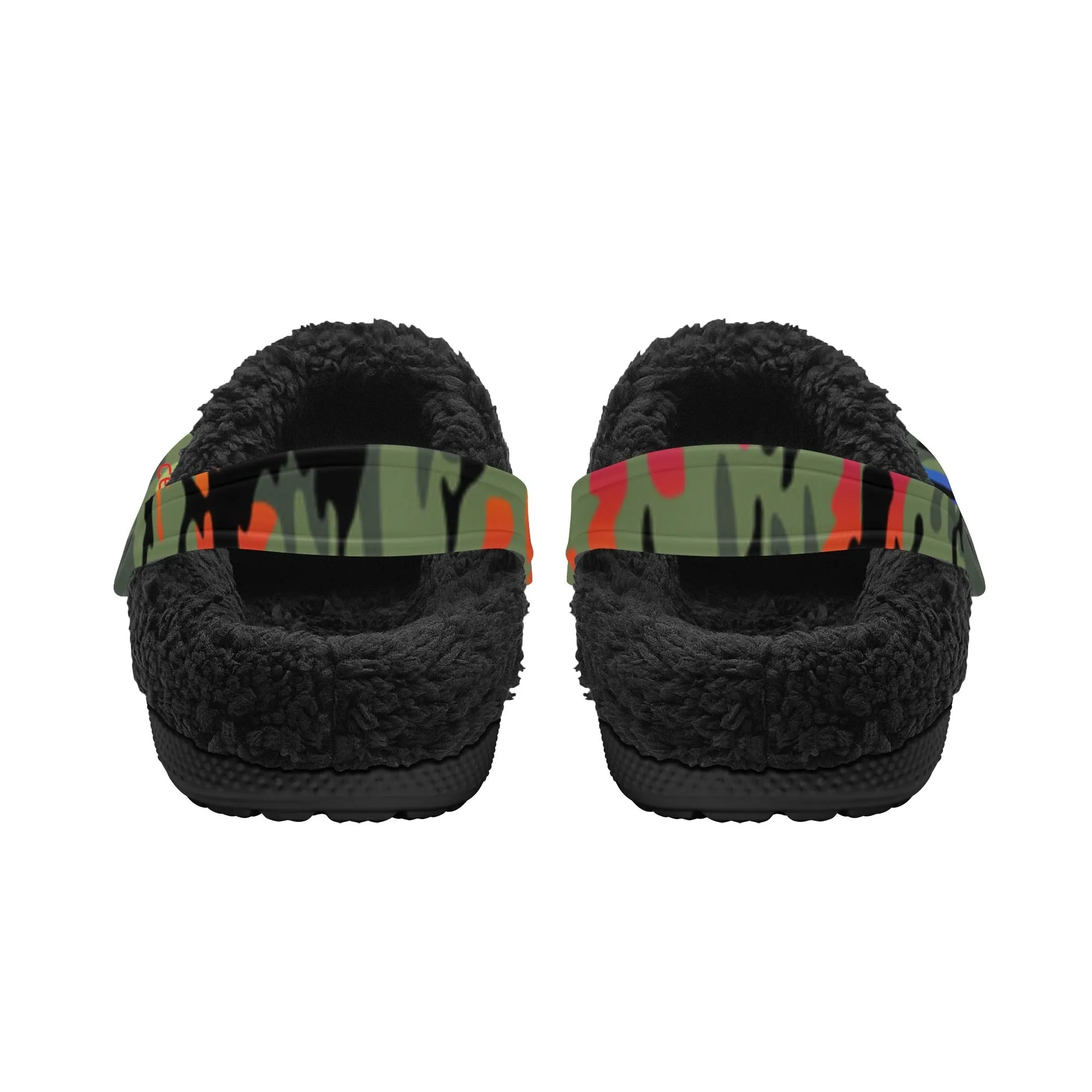 Adults Black Warm House Clog Winter Fur Lined Garden Slippers