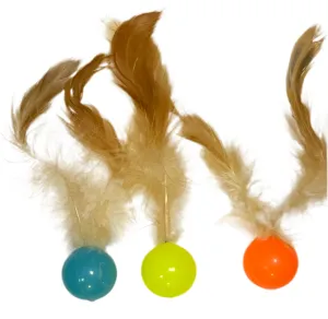 Ball with Feather Cat Toy - Misc Colors