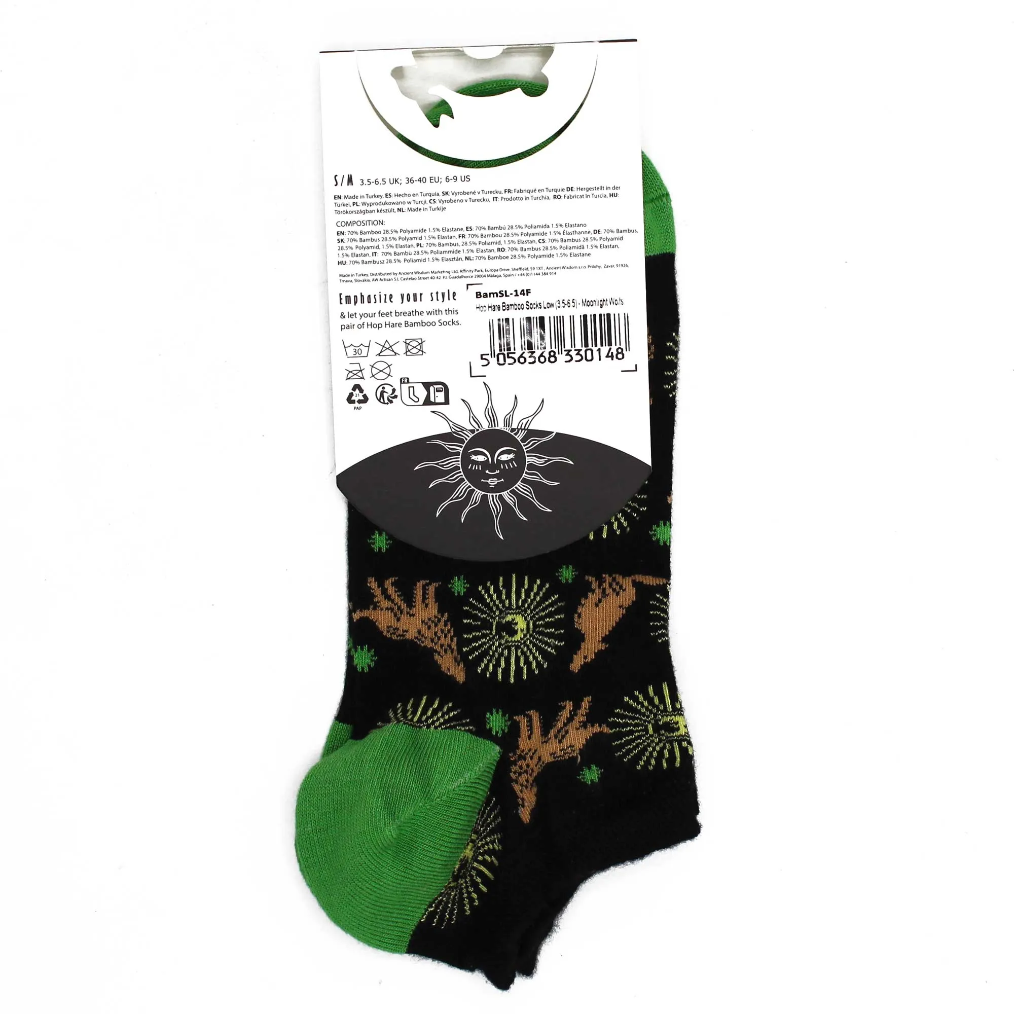 Bamboo Socks Low M/L 7.5-11.5 - Moonlight Wolfs