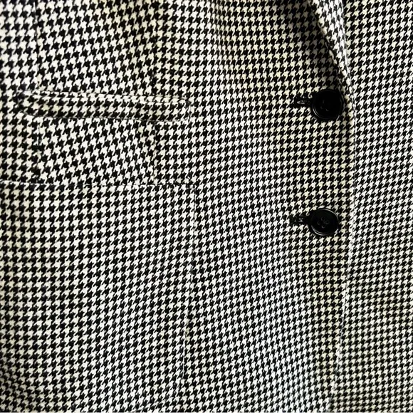 Banana Republic Houndstooth Plaid Italian Fabric Button Blazer SZ 12