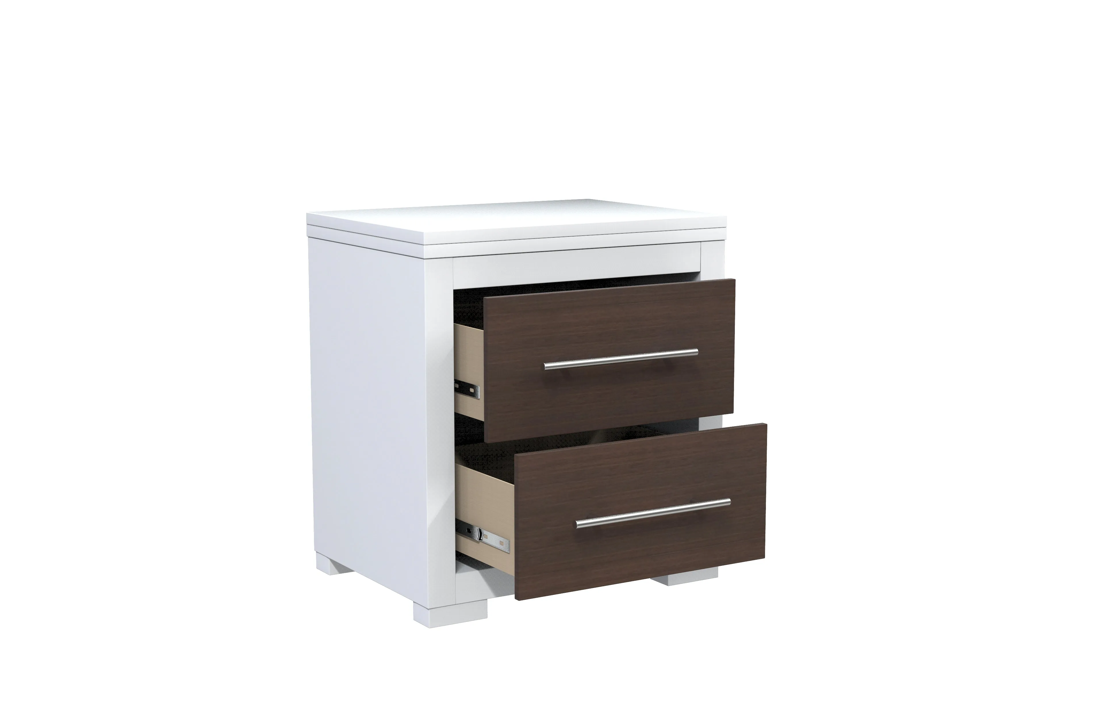 Barton night table for bedroom decoration, walnut & white