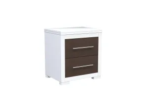 Barton night table for bedroom decoration, walnut & white