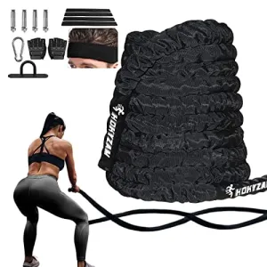 Battle Rope Workout Equipment 30FT Exercise Rope Training Rope Heavy Weighted Rope Diameter Workout Battle Rope with Protective Cover Exercise Equipment Core Strength Training