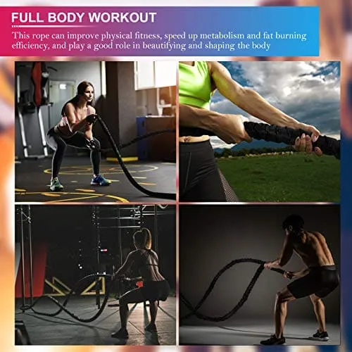 Battle Rope Workout Equipment 30FT Exercise Rope Training Rope Heavy Weighted Rope Diameter Workout Battle Rope with Protective Cover Exercise Equipment Core Strength Training