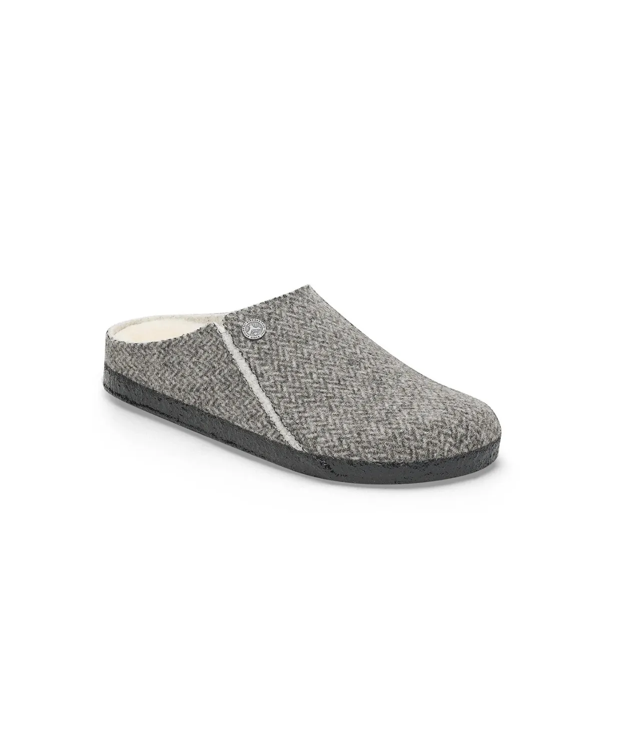 Birkenstock Zermatt Shearling Felt Herringbone Dark Grey Clogs
