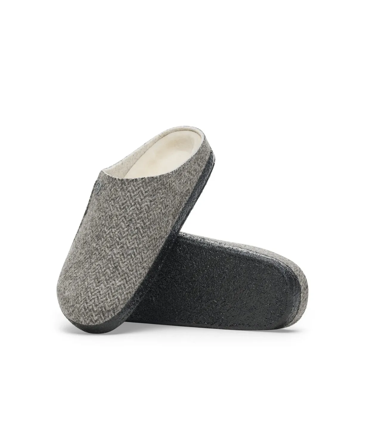 Birkenstock Zermatt Shearling Felt Herringbone Dark Grey Clogs