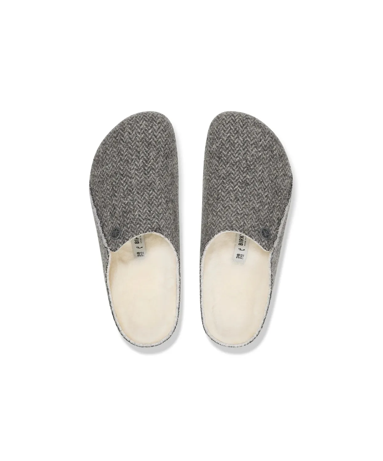 Birkenstock Zermatt Shearling Felt Herringbone Dark Grey Clogs