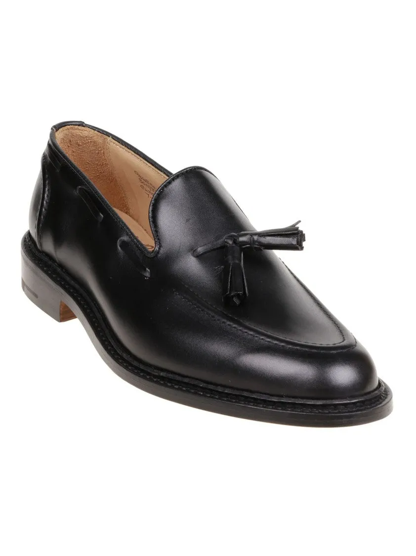 Black Calf Leather Moccasin With Decorative Tassel