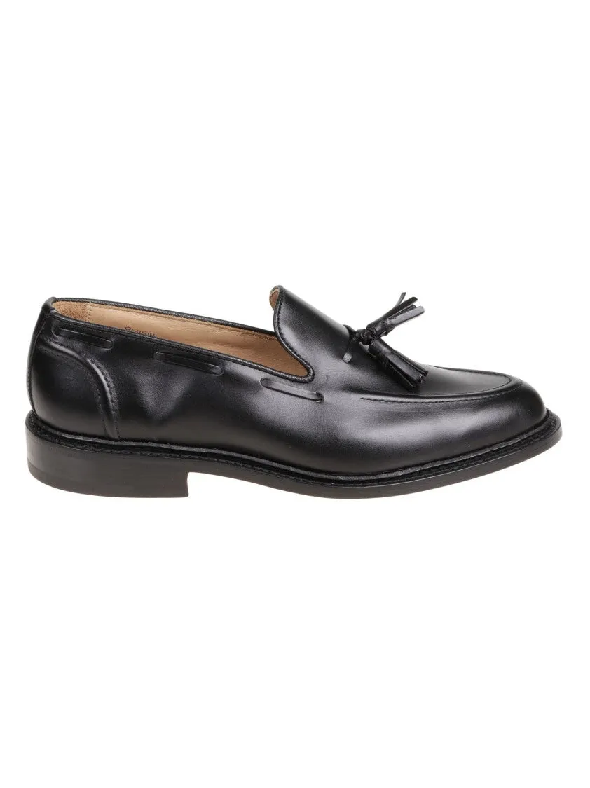 Black Calf Leather Moccasin With Decorative Tassel