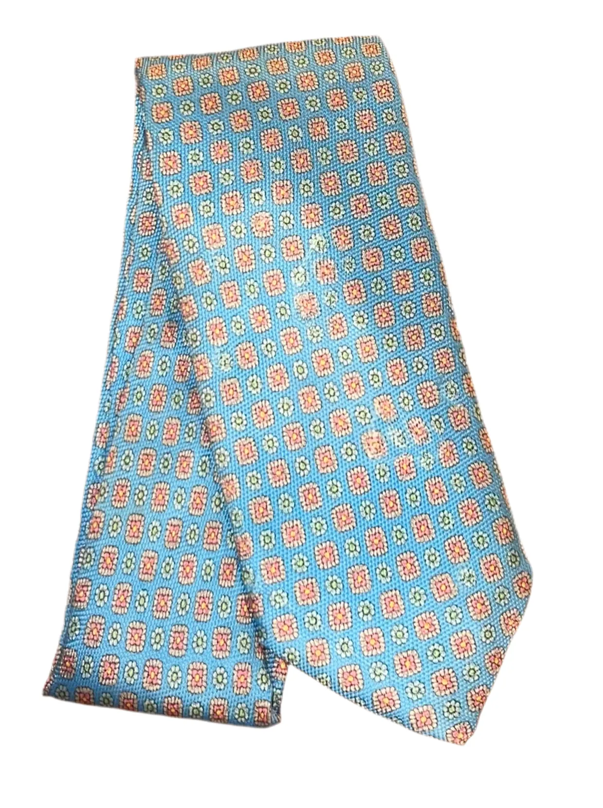 Blue and Coral Flower Tie