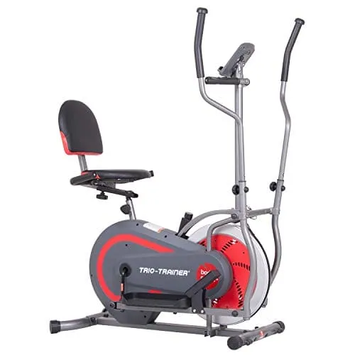 BODY POWER 2nd Generation, 3-in-1 Home Gym, Upright Compact Exercise Bike, Elliptical Machine & Recumbent Bike, Trio Trainer with Heartrate Monitor, Safety Brake Pad. BRT5088