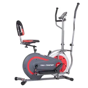 BODY POWER 2nd Generation, 3-in-1 Home Gym, Upright Compact Exercise Bike, Elliptical Machine & Recumbent Bike, Trio Trainer with Heartrate Monitor, Safety Brake Pad. BRT5088