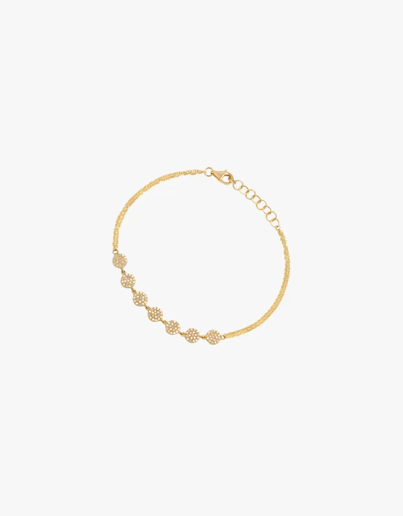 Bridget King 7-Dot Diamond Bracelet in Yellow Gold