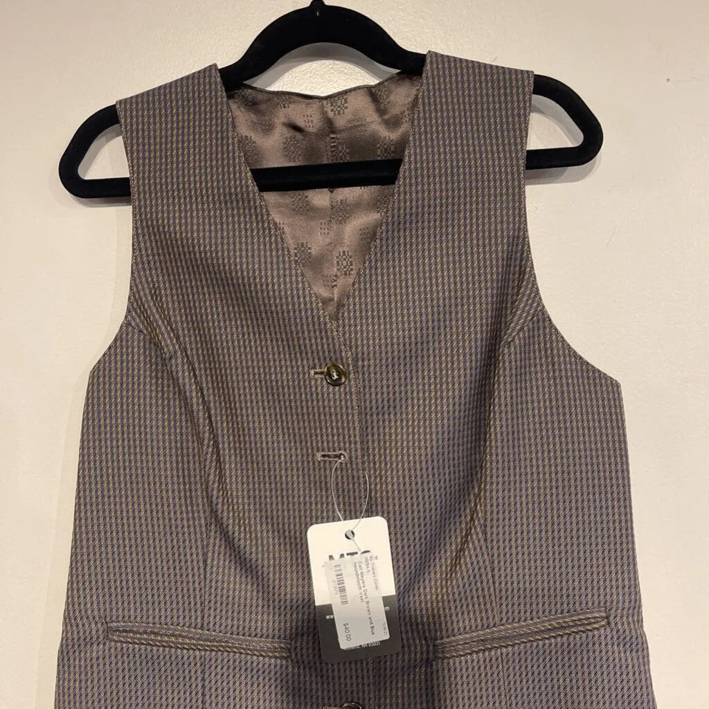 Carl Meyers Dark Brown and Blue Houndstooth Vest