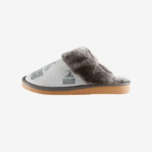 Cleveland Browns Womens Glitter Open Back Fur Moccasin Slipper