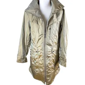 Cole Haan Womens Packable Hidden Hood Iridescent Trench Raincoat Jacket Womens L